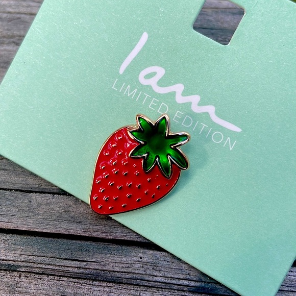 ⚜️I Am Red Strawberry Pin with Gold Accents! NWT! - Picture 2 of 2